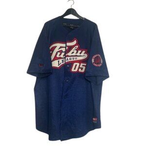 Vintage FUBU 05 Button Up Jersey Mens XXL Short Sleeve Sports Shirt Embroidered